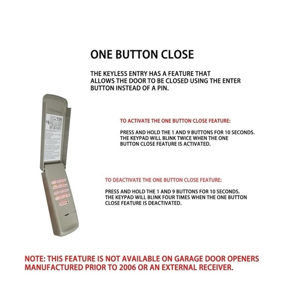 Wireless Garage Door Opener Keypad Remote Compatible with Liftmaster Chamberlain - Picture 5 of 11